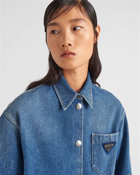 black prada shirt women's|Prada denim top.